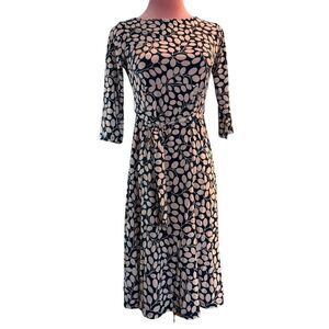 NWT USA Made Leota Stretch Knit Dress S/S Self-Tie Belt Unlined Full Skirt XS